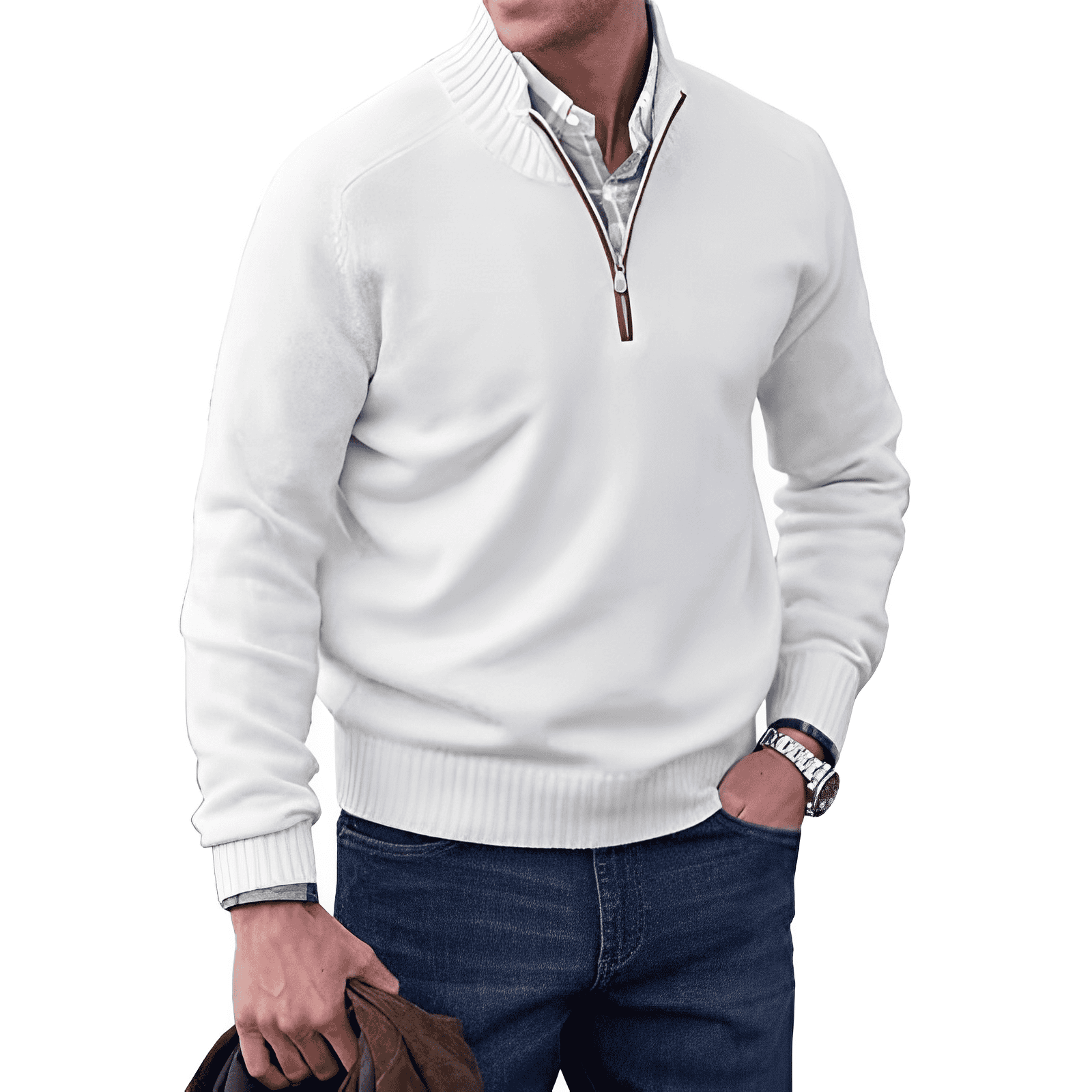 Gibson - Stylish Cashmere Zip-Up Jumper