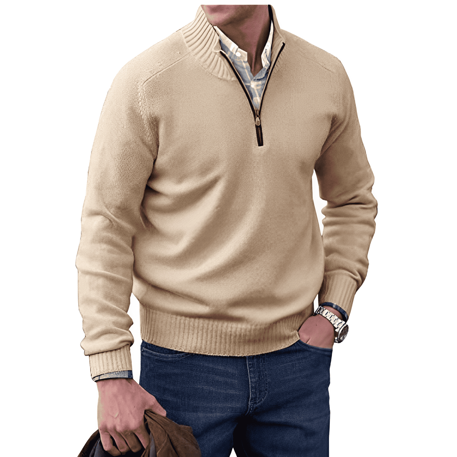 Gibson - Stylish Cashmere Zip-Up Jumper