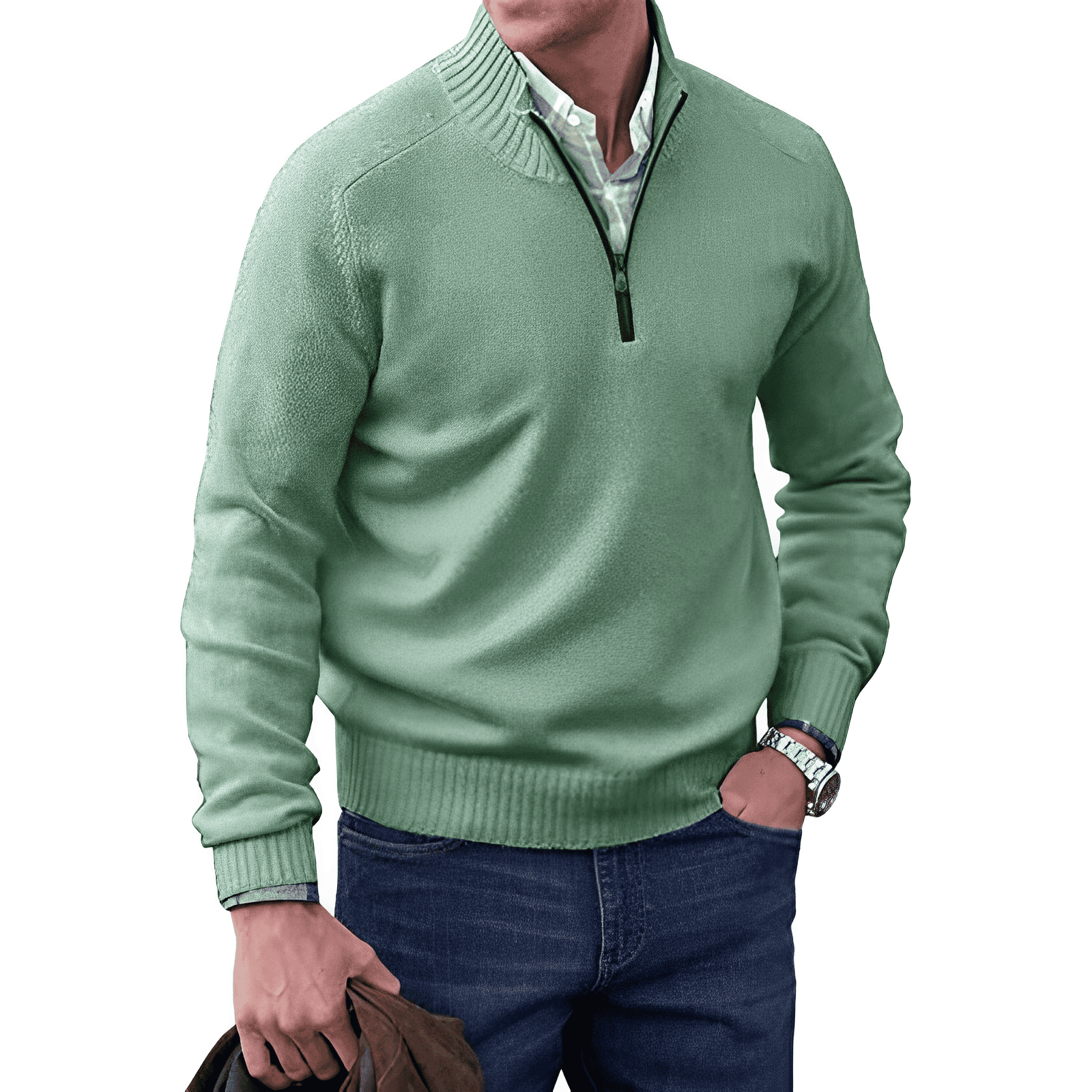 Gibson - Stylish Cashmere Zip-Up Jumper