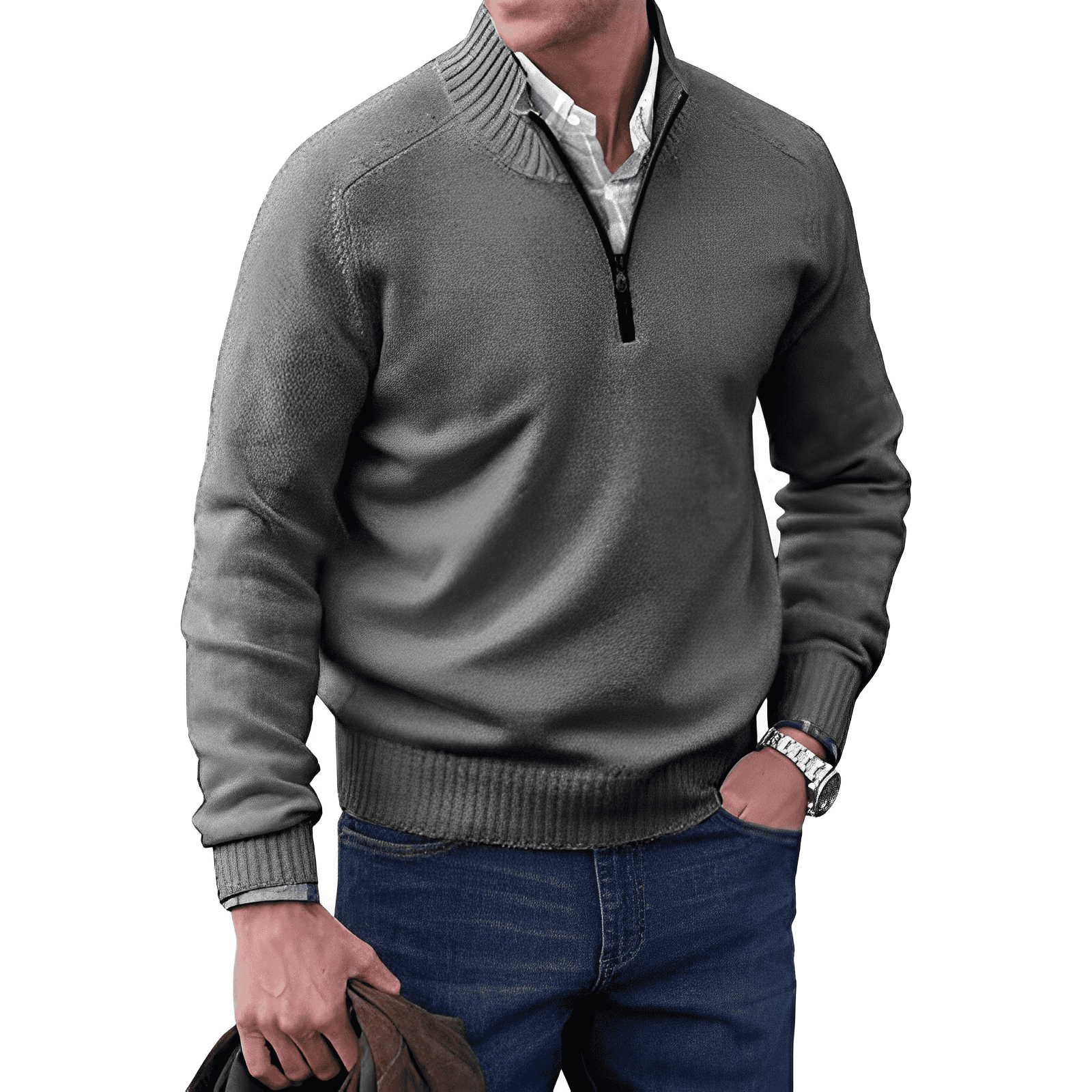 Gibson - Stylish Cashmere Zip-Up Jumper