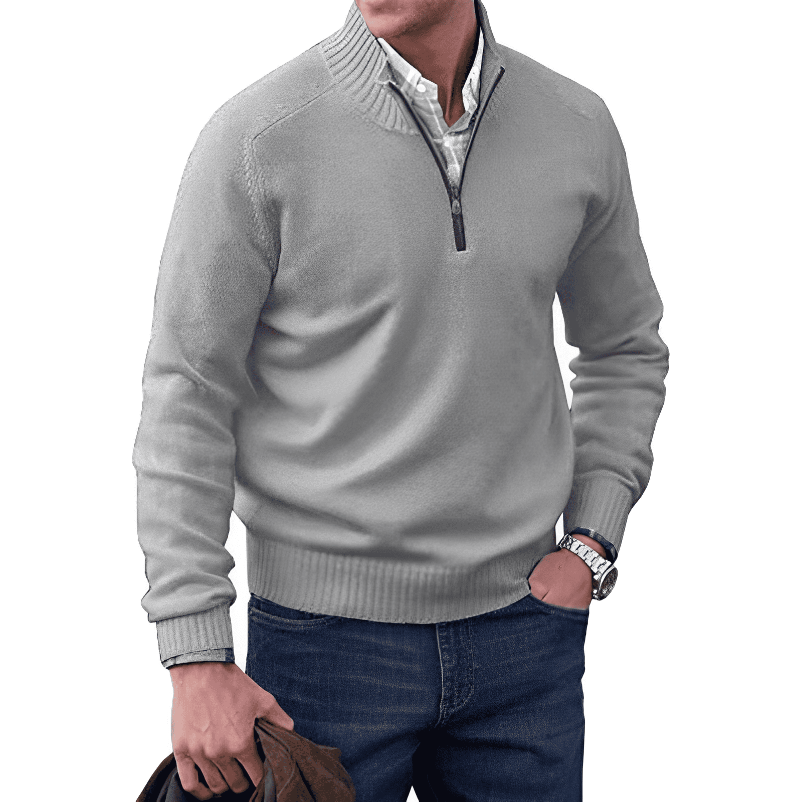 Gibson - Stylish Cashmere Zip-Up Jumper