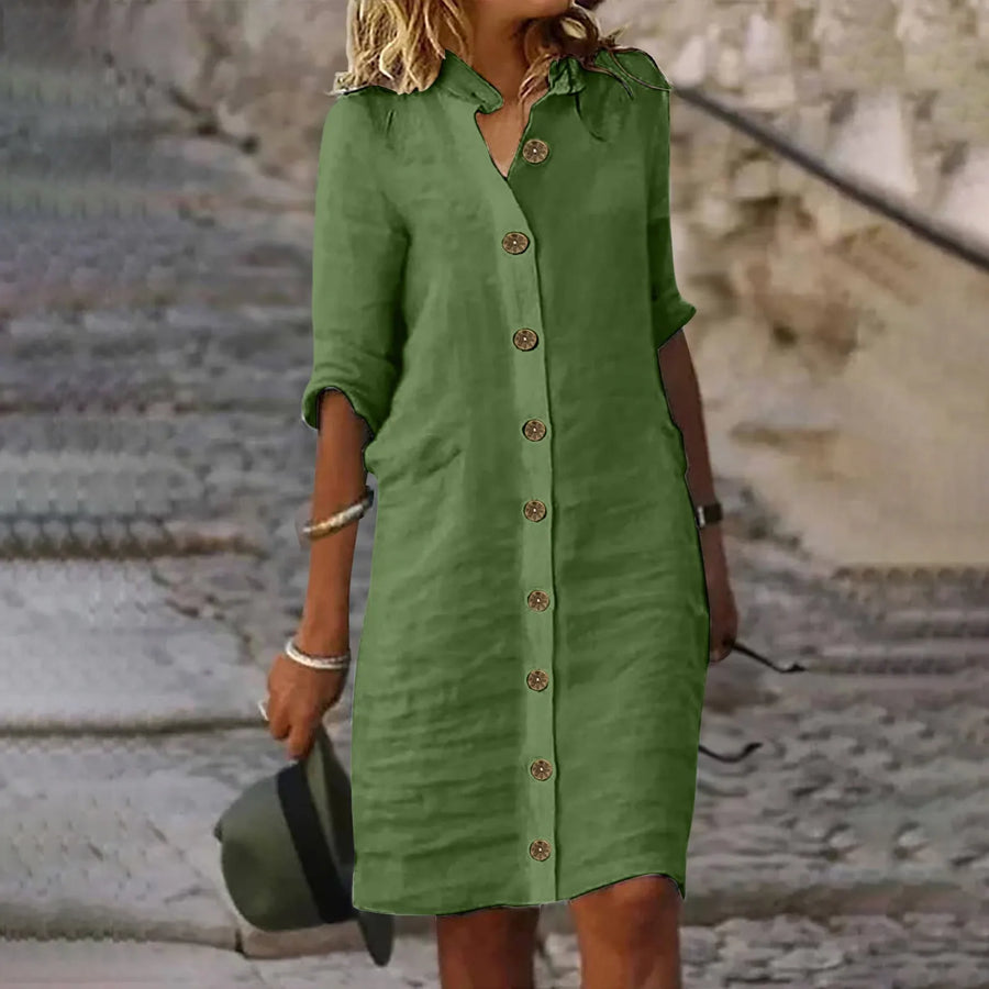 Hannika – Casual Midi Shirt Dress