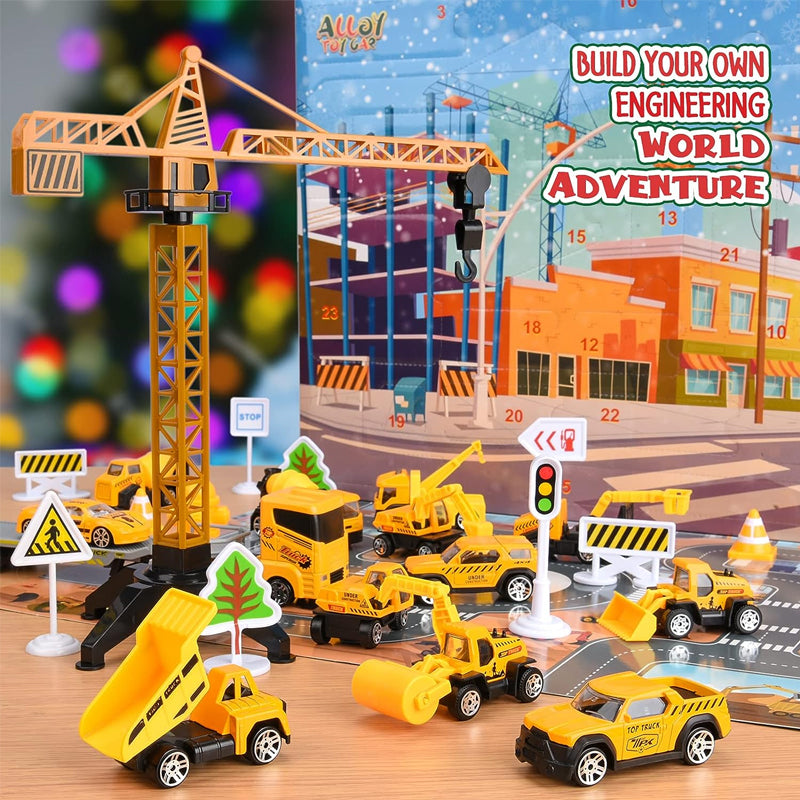 KidzConstruct - Construction Vehicles Play Set Advent Calendar Educational and Creative