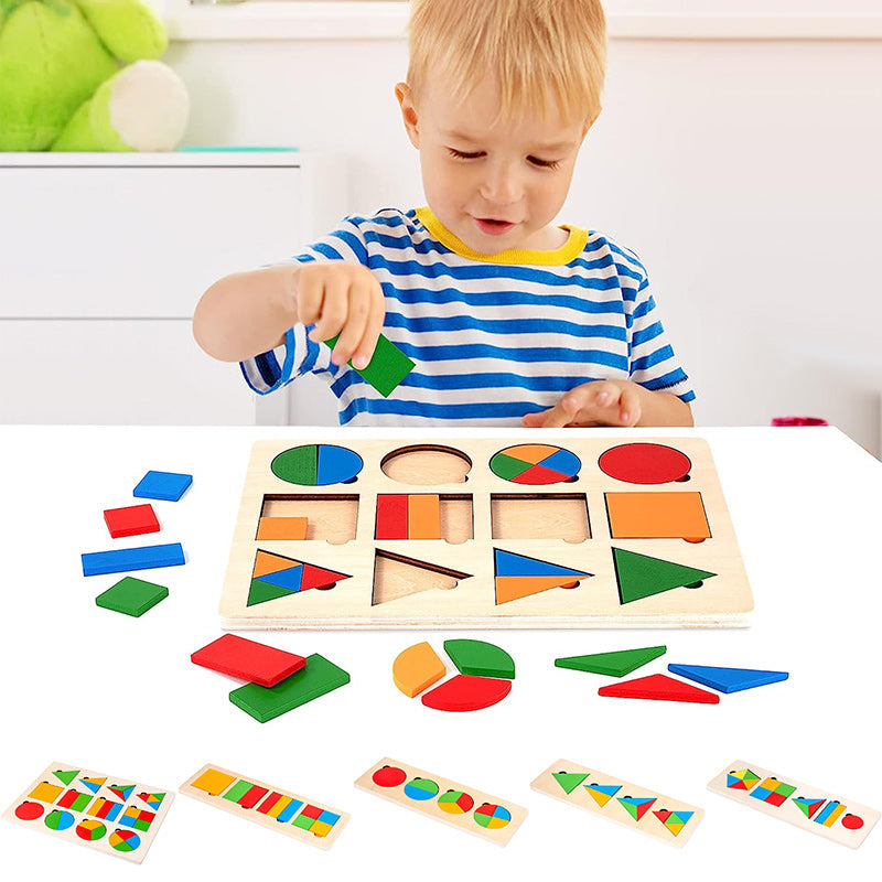 KinderCreatief - Montessori Wooden Sorting Game for Shape and Colour Recognition