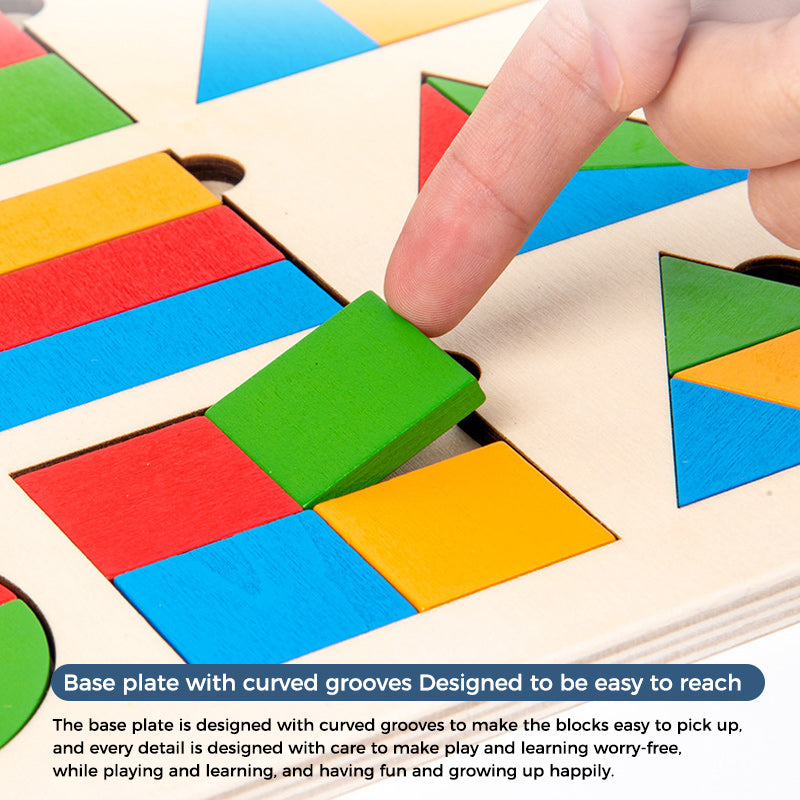 KinderCreatief - Montessori Wooden Sorting Game for Shape and Colour Recognition