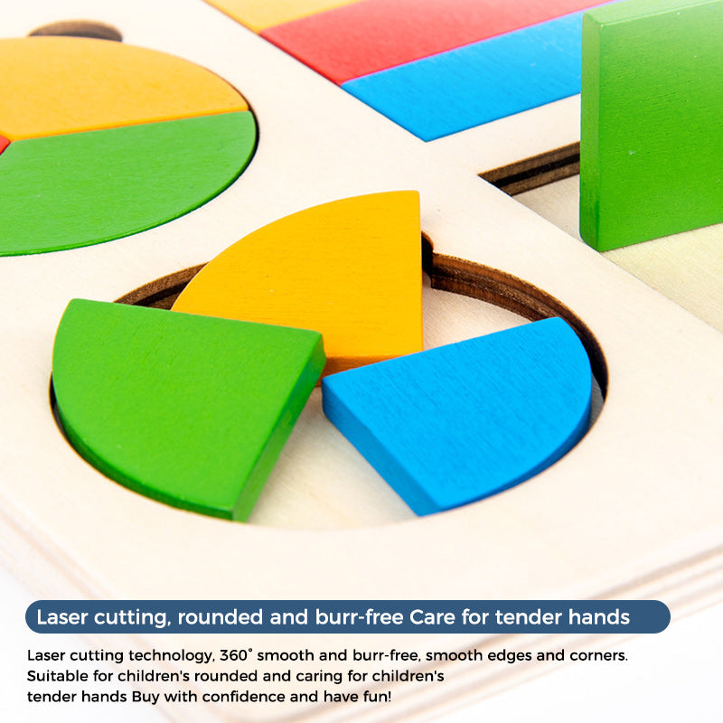 KinderCreatief - Montessori Wooden Sorting Game for Shape and Colour Recognition