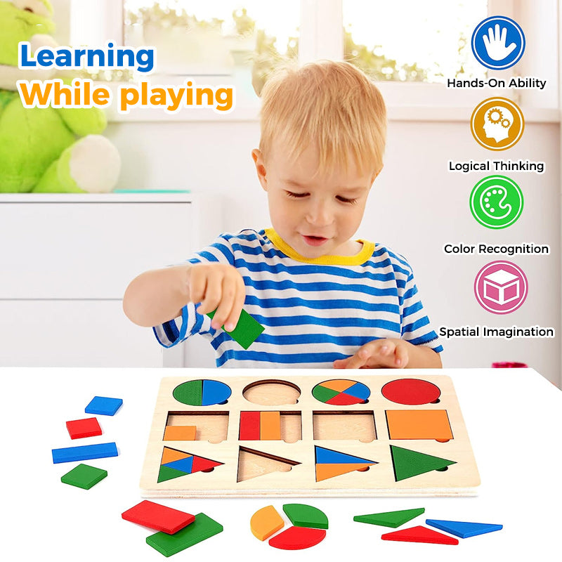 KinderCreatief - Montessori Wooden Sorting Game for Shape and Colour Recognition