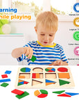 KinderCreatief - Montessori Wooden Sorting Game for Shape and Colour Recognition