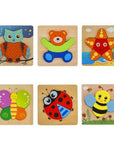 KinderLach - Eco-Friendly Wooden Puzzle Set with 6 Animal Puzzles