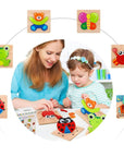 KinderLach - Eco-Friendly Wooden Puzzle Set with 6 Animal Puzzles