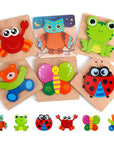 KinderLach - Eco-Friendly Wooden Puzzle Set with 6 Animal Puzzles