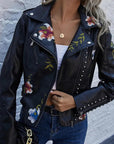Kymber – Floral Pattern Leather Jacket