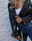 Kymber – Floral Pattern Leather Jacket