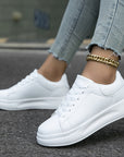 Ladies' Leather Sneakers White - Light and Comfortable
