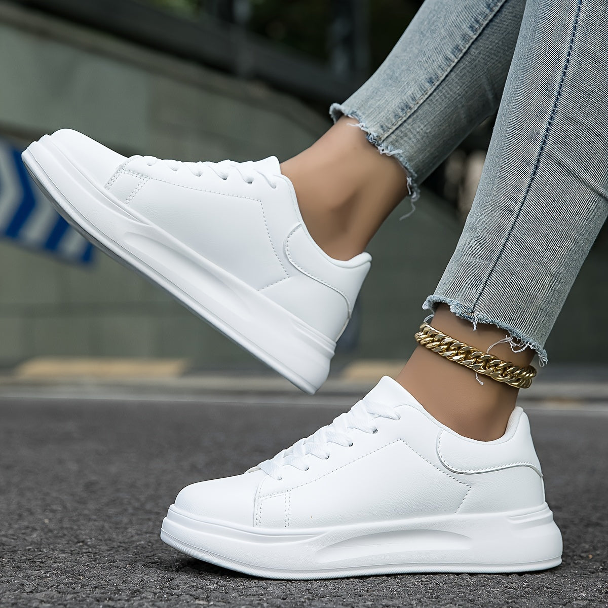 Ladies' Leather Sneakers White - Light and Comfortable