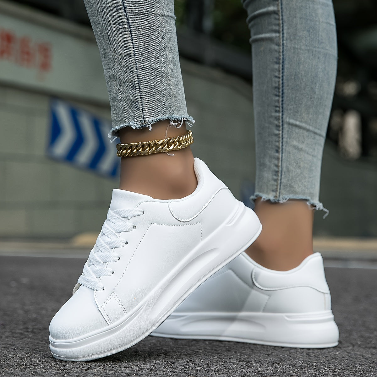 Ladies' Leather Sneakers White - Light and Comfortable