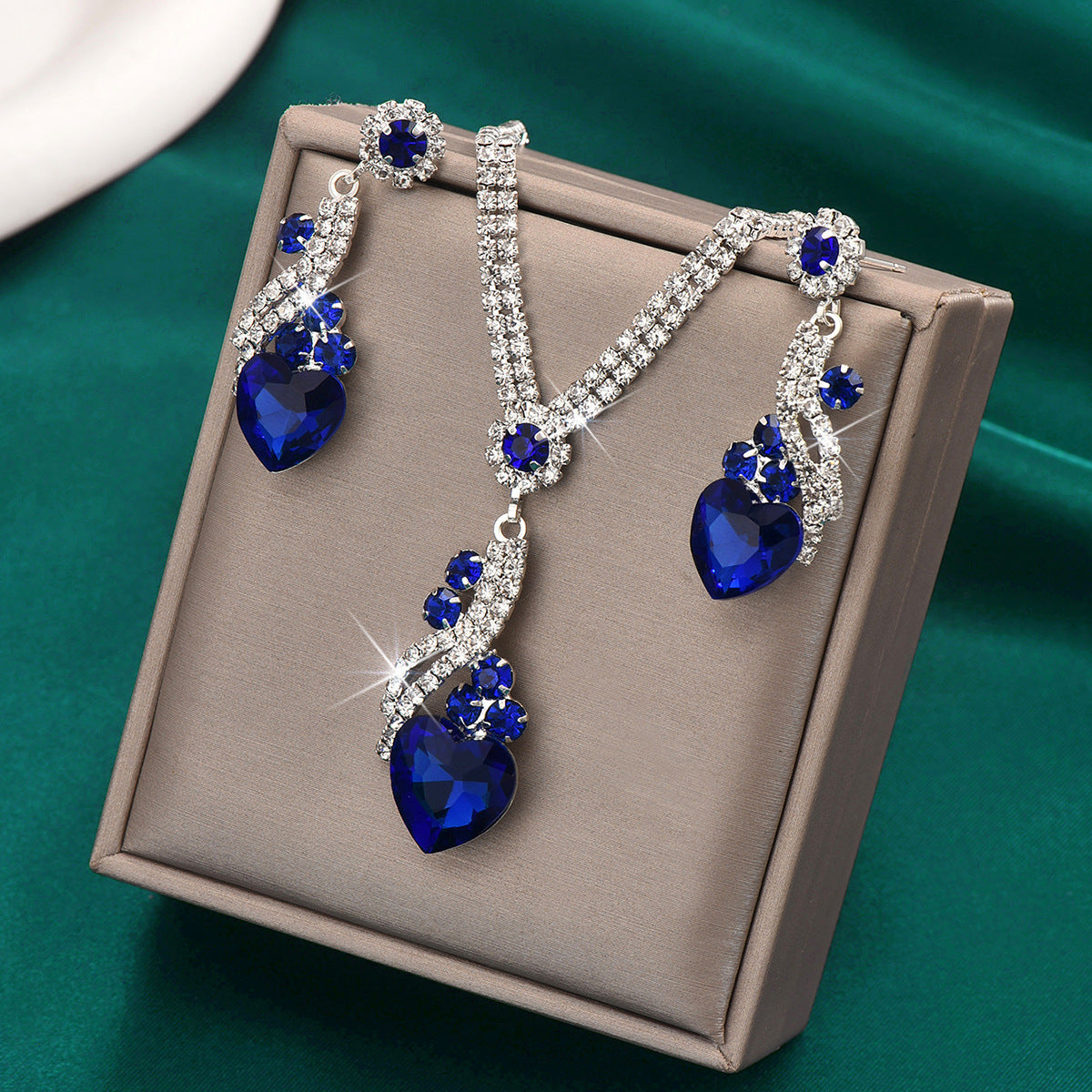 Lelia - Rhinestone Necklace and Earrings Set