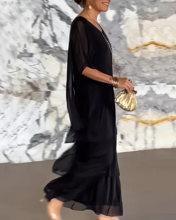 Leona - Loose Maxi Dress with Round Neck