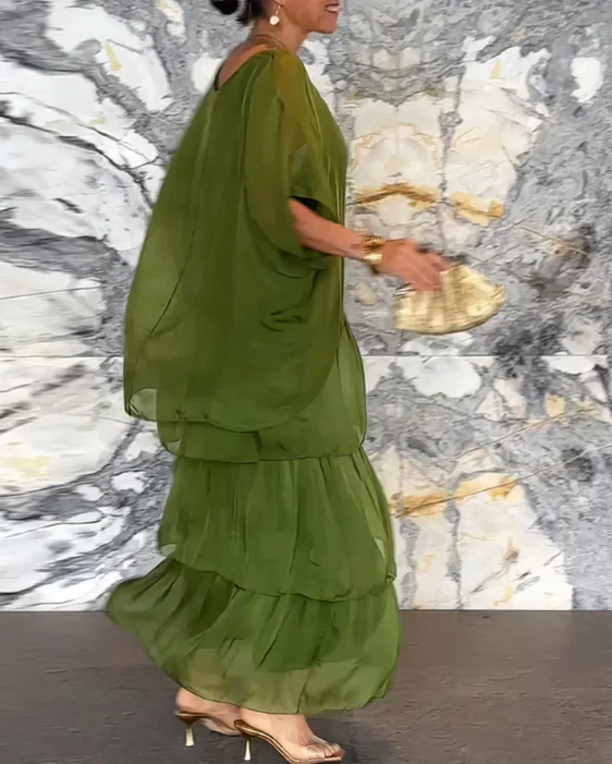 Leona - Loose Maxi Dress with Round Neck