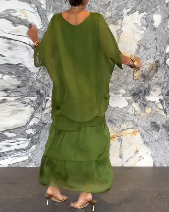 Leona - Loose Maxi Dress with Round Neck