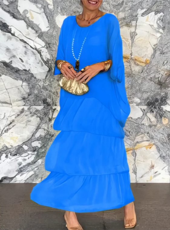 Leona - Loose Maxi Dress with Round Neck