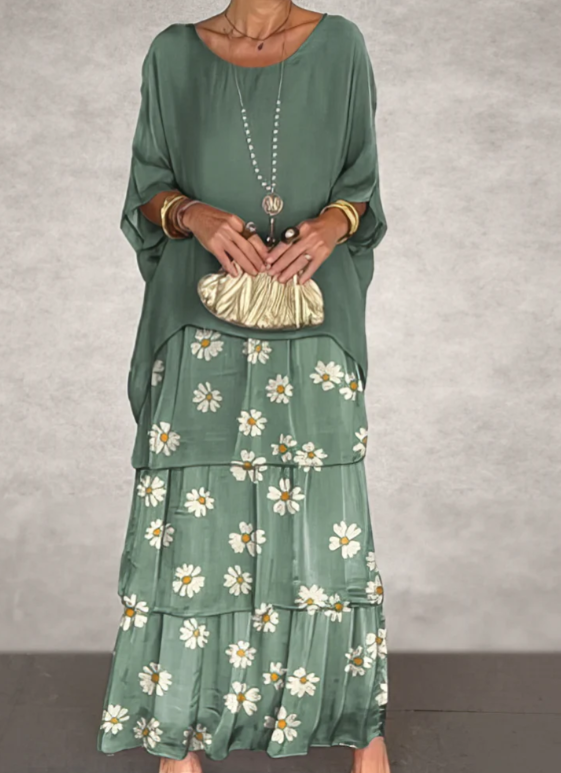 Leona - Loose Maxi Dress with Round Neck