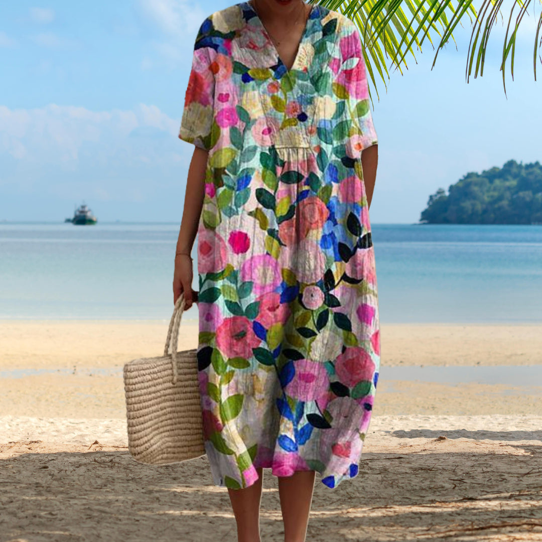 Lora - Colourful Floral Summer Dress