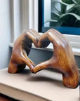 LoveSculpt – Modern Wooden Hands Heart Statue