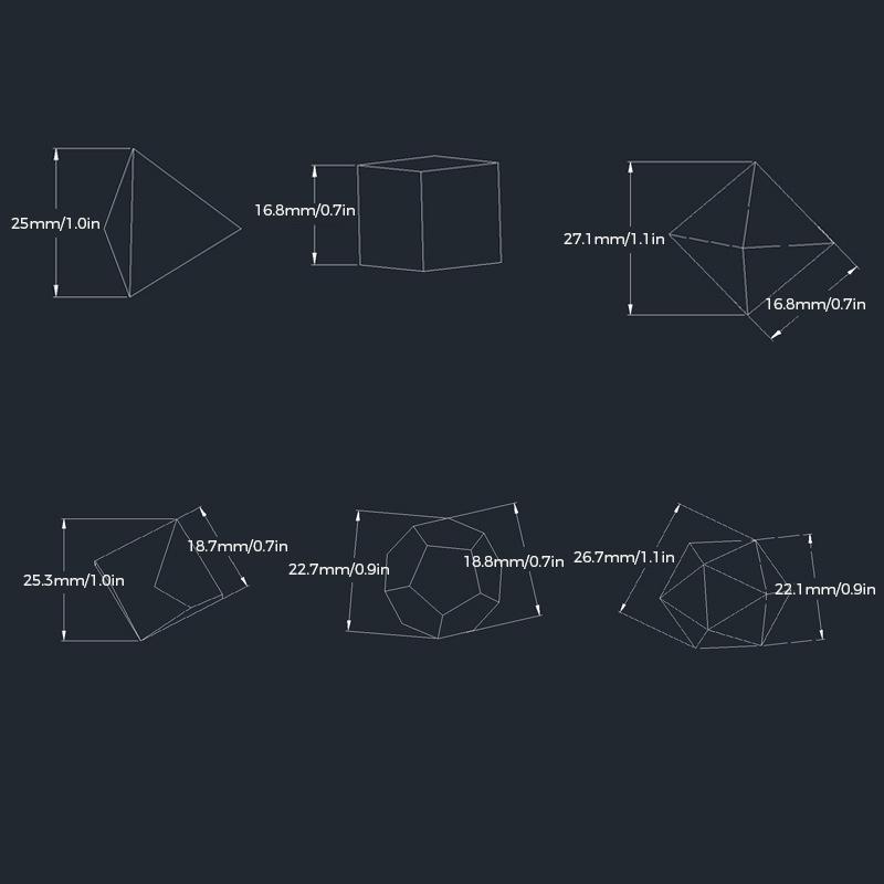 LumiDice - Glow Dice Set for Role-playing Games (7 pieces)