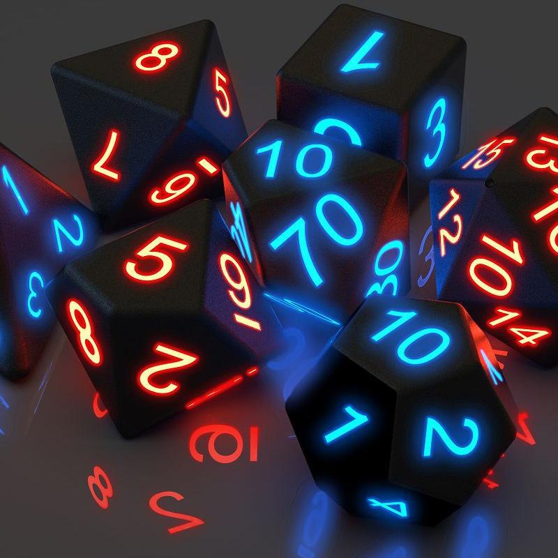 LumiDice - Glow Dice Set for Role-playing Games (7 pieces)