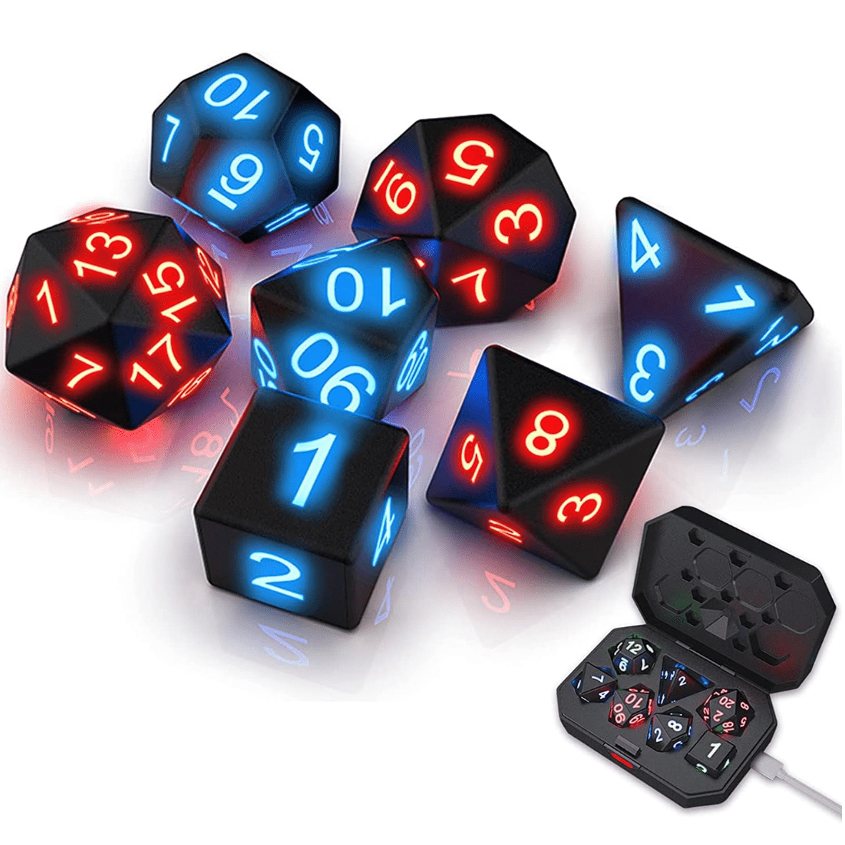 LumiDice - Glow Dice Set for Role-playing Games (7 pieces)
