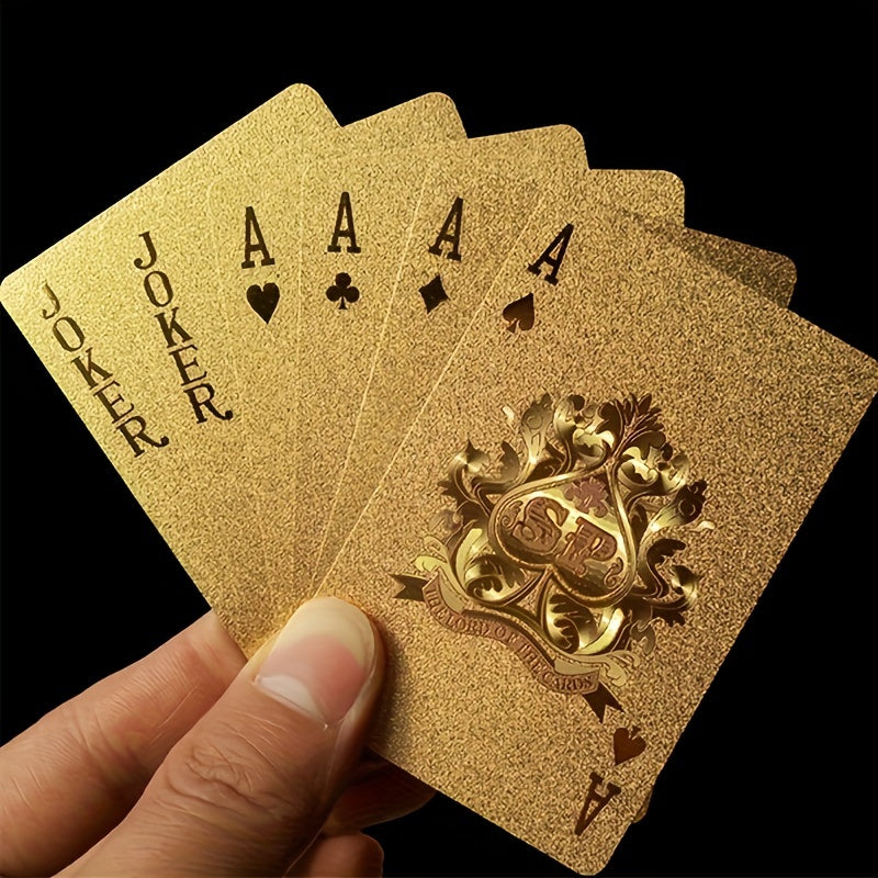 LuxuriousPoker - Golden Waterproof Playing Cards for Table Games