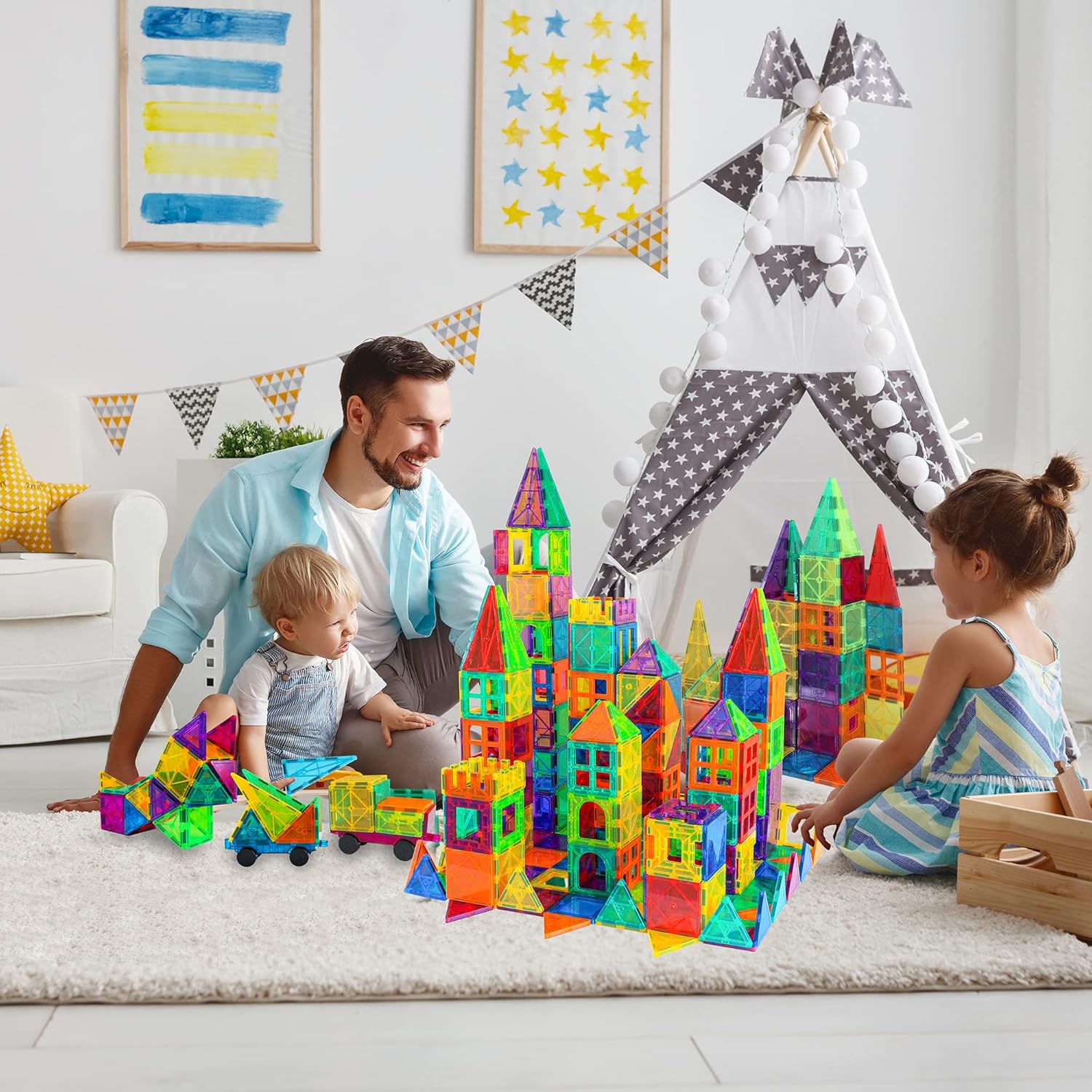 Magnetic building blocks (60 pieces) | Stimulate Creativity &amp; Imagination