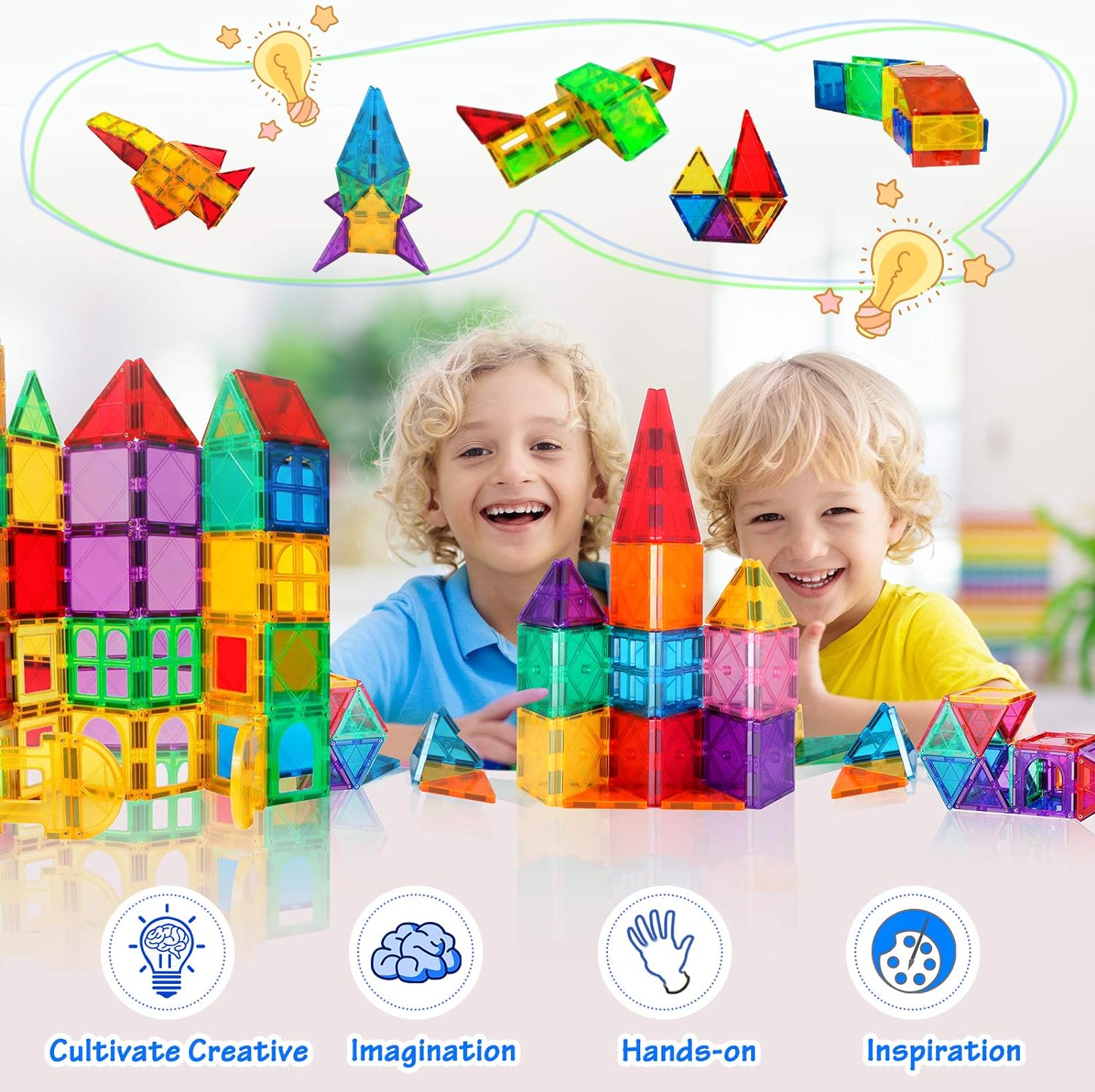 Magnetic building blocks (60 pieces) | Stimulate Creativity &amp; Imagination