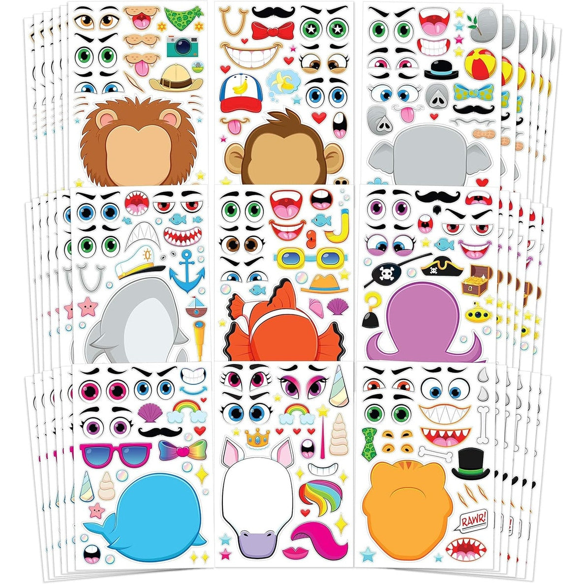 Make-a-Face Sticker Sheets (36 pieces) | Unleash your Creativity!