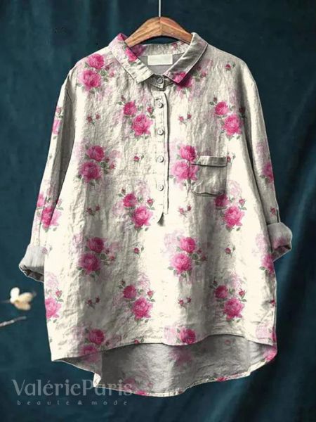Margaux Floral | Cotton and Linen Blouse with Floral Print