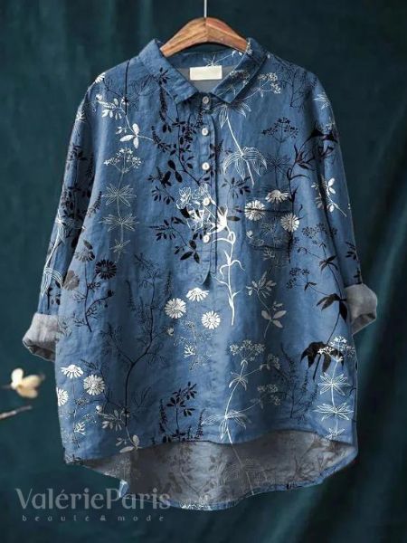 Margaux Floral | Cotton and Linen Blouse with Floral Print