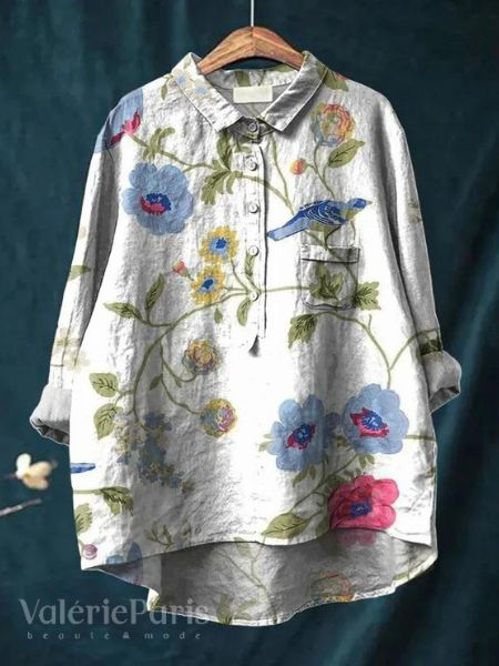 Margaux Floral | Cotton and Linen Blouse with Floral Print