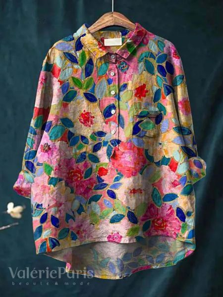 Margaux Floral | Cotton and Linen Blouse with Floral Print