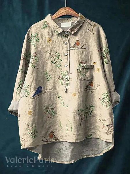 Margaux Floral | Cotton and Linen Blouse with Floral Print