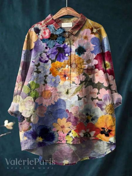 Margaux Floral | Cotton and Linen Blouse with Floral Print