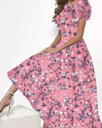 Maria - Dress with Round Neckline and Floral Print