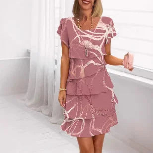 Melinda - Dress with V-Neck and Short Sleeves
