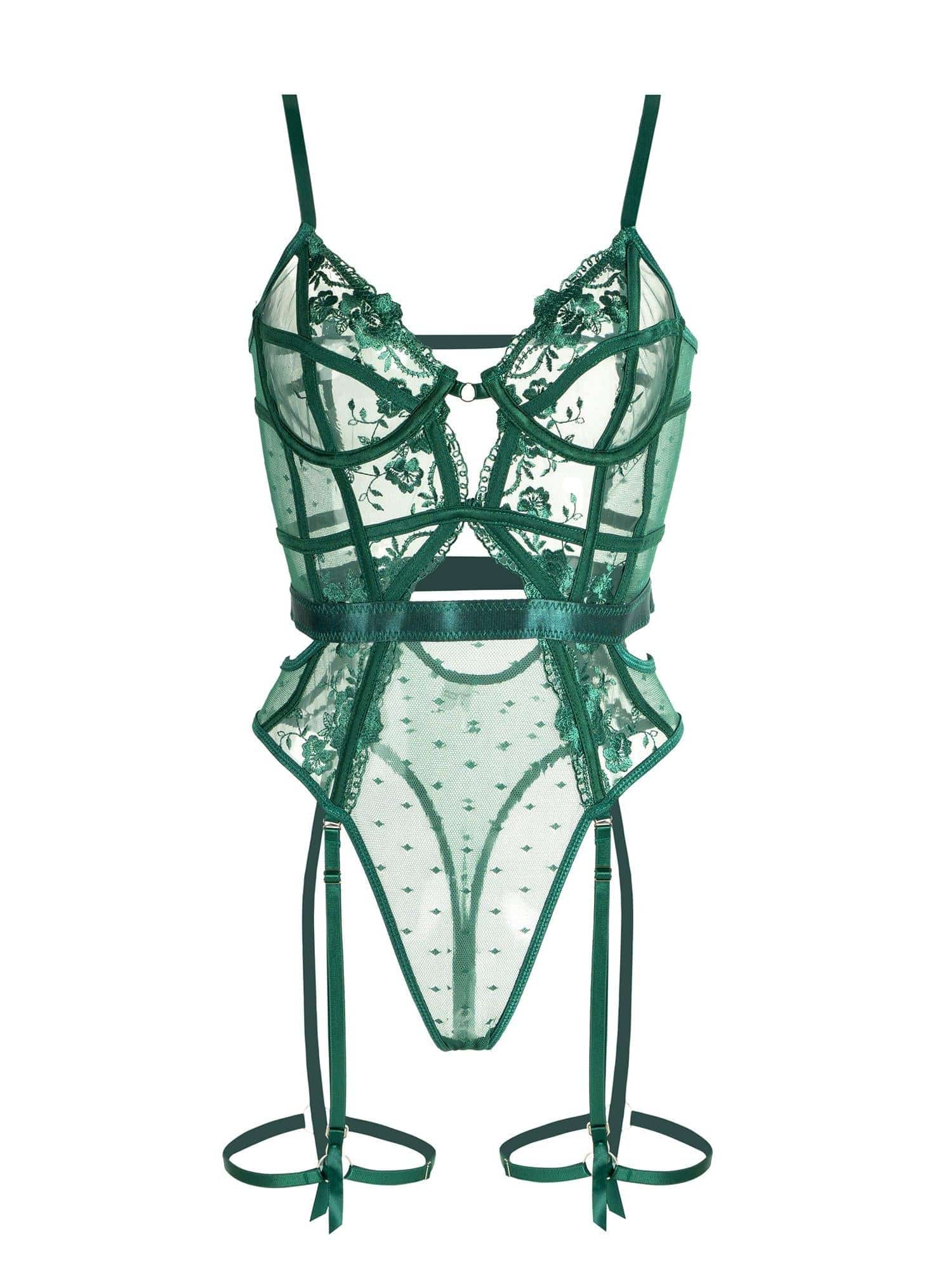Melody - Green Lace Body Lingerie with Underwire