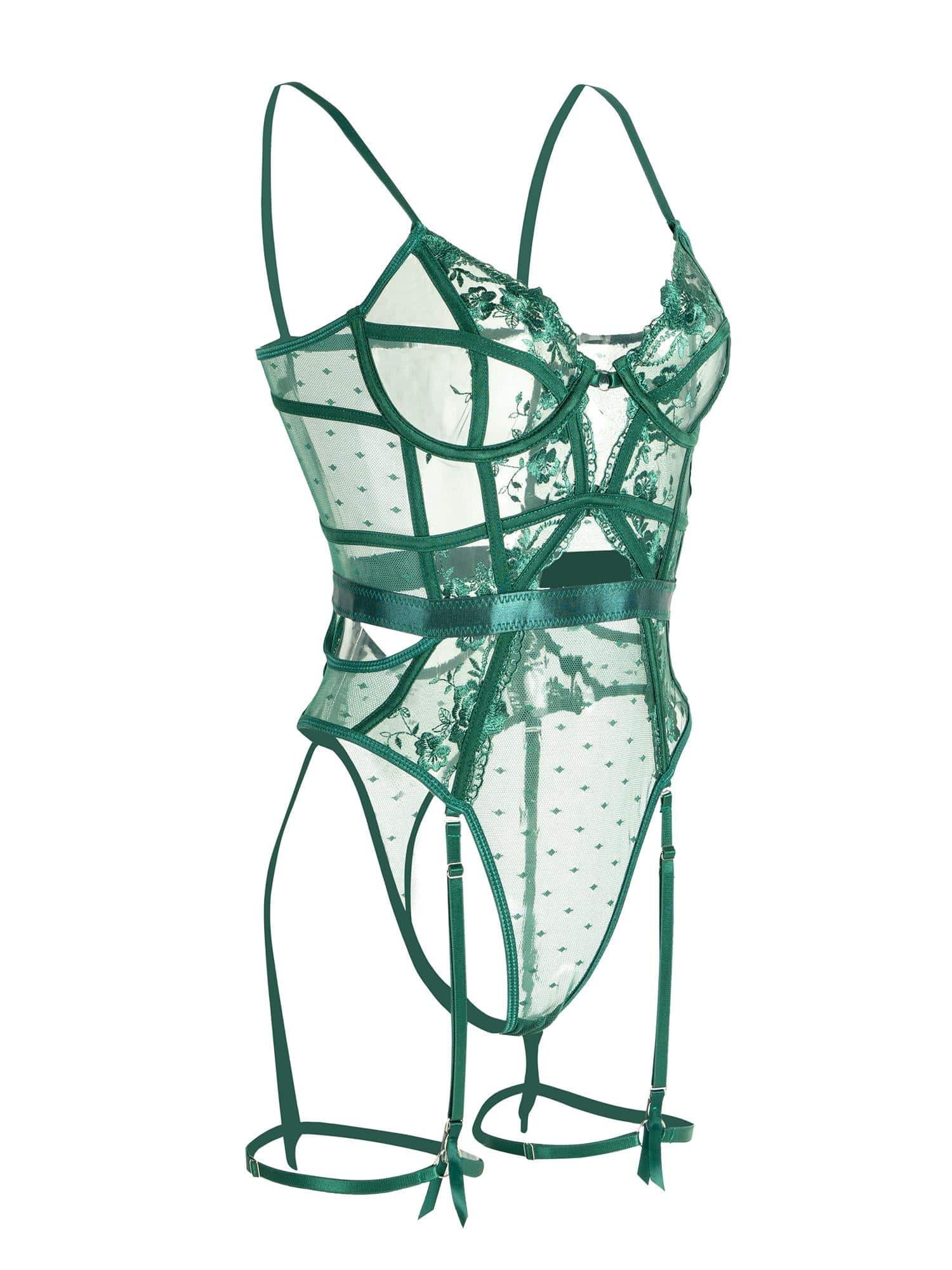 Melody - Green Lace Body Lingerie with Underwire