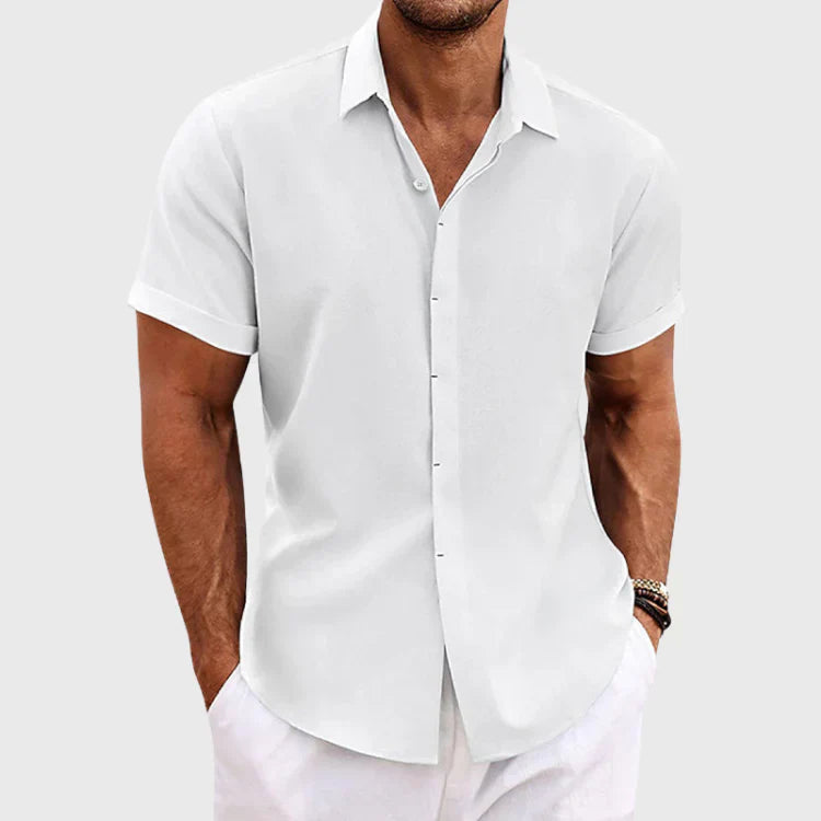 Men's Short Sleeve Cotton and Linen Shirt - Luca