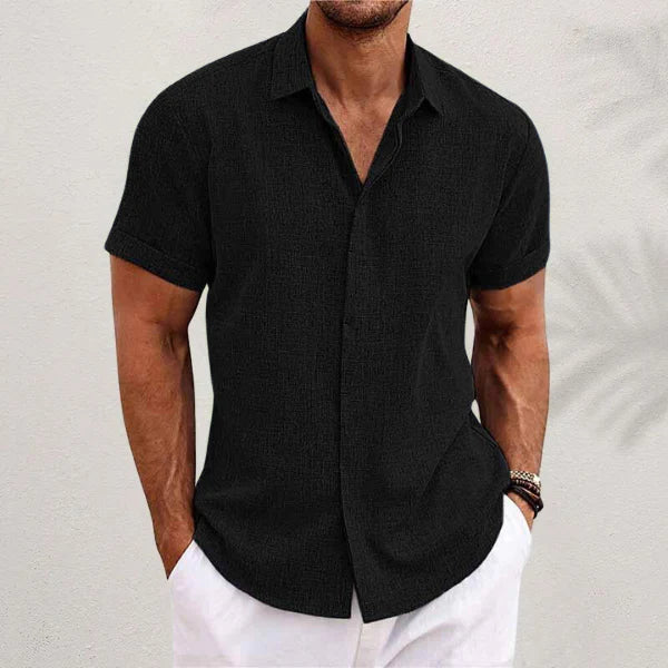 Men's Short Sleeve Cotton and Linen Shirt - Luca