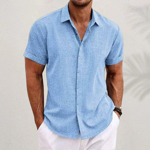 Men's Short Sleeve Cotton and Linen Shirt - Luca