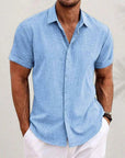 Men's Short Sleeve Cotton and Linen Shirt - Luca