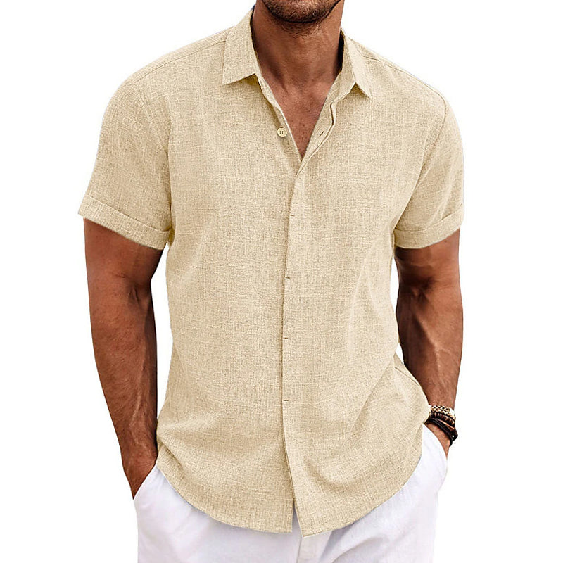 Men's Short Sleeve Cotton and Linen Shirt - Luca